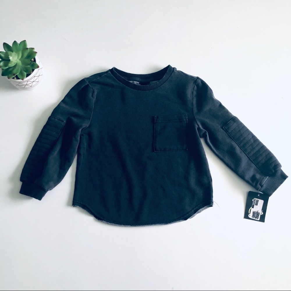NEW ART CLASS Moto Sleeve Pocket T-Shirt Black